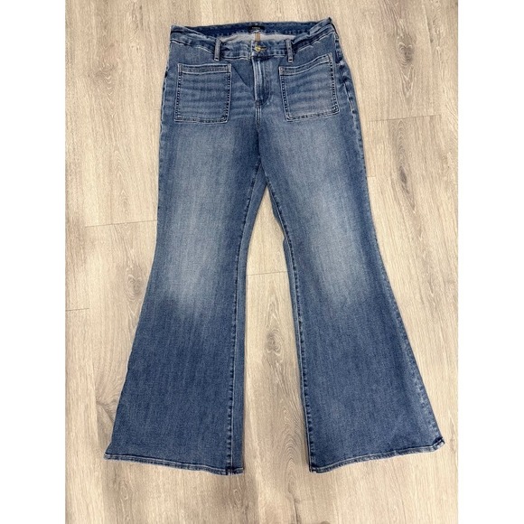 Express Pants - Express 70s Flare Mid Rise Jeans Ultra Hyper Stretch Womens Size Large 12/14/16